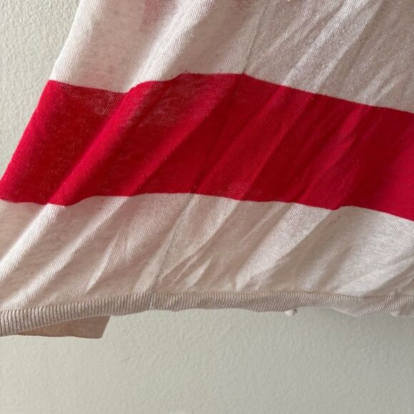 LOFT Striped Linen Dolman Short Sleeve Open Front Cardigan Size L Colorblock - Picture 6 of 6